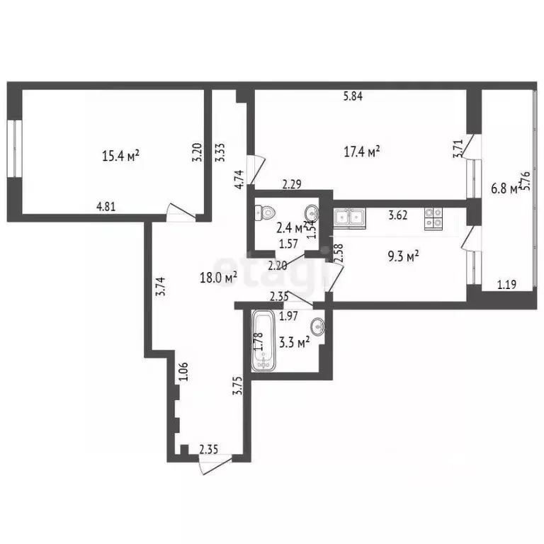 2-к кв. Ханты-Мансийский АО, Ханты-Мансийск ул. Энгельса, 60 (66.0 м) - Фото 0
