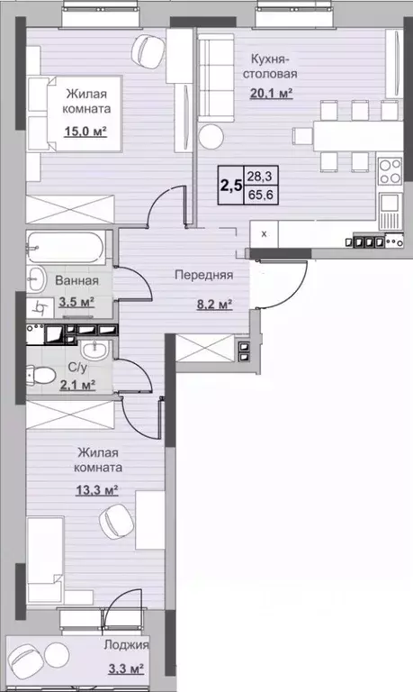 2-к кв. Удмуртия, Ижевск ул. Ухтомского (65.7 м) - Фото 0