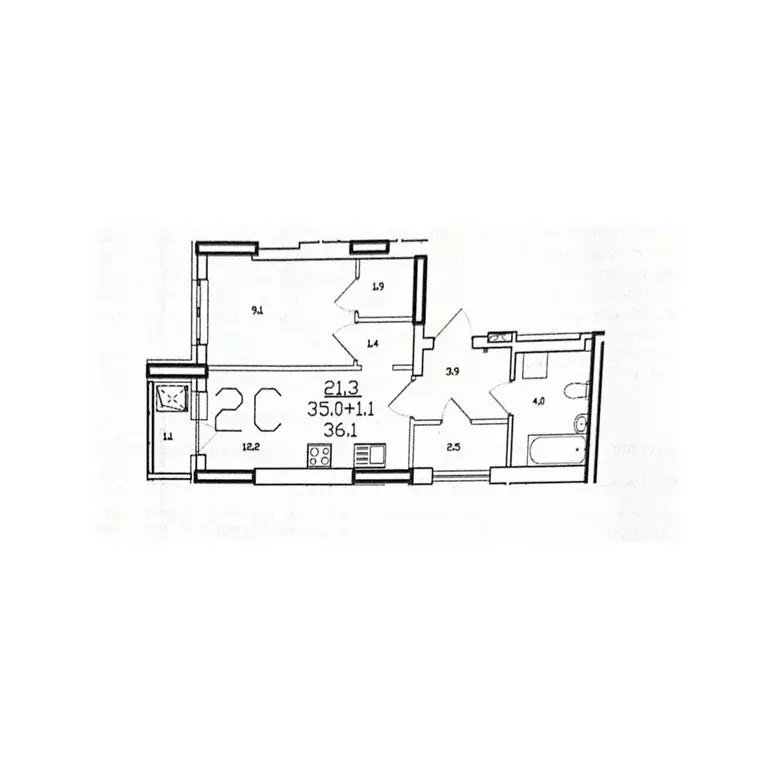 2-комнатная квартира: Уфа, улица Рихарда Зорге, 13/1 (36 м) - Фото 1