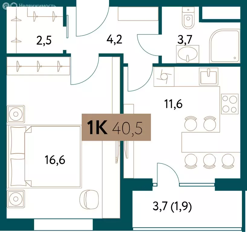 1-комнатная квартира: Москва, Винницкая улица, 8к4 (40.3 м) - Фото 0