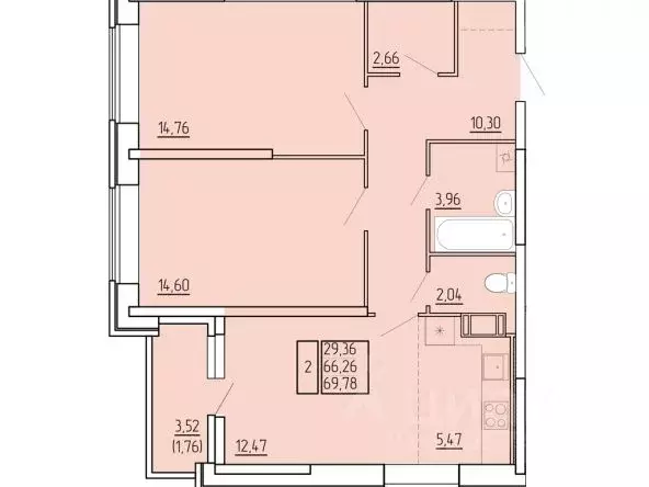 2-к кв. Архангельская область, Северодвинск И-1 кв-л,  (67.81 м) - Фото 0