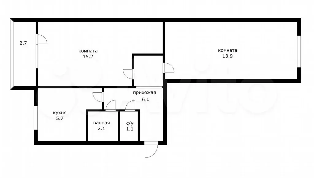 2-к. квартира, 47 м, 5/5 эт. - Фото 0