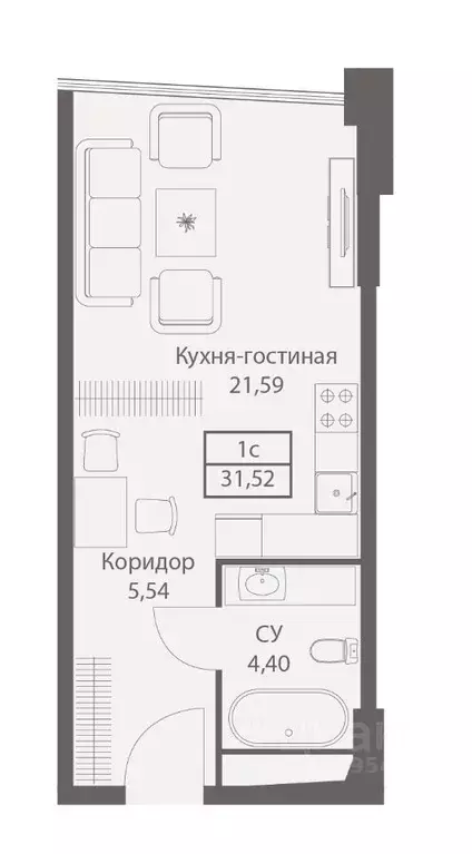 1-к кв. Москва ул. Академика Ильюшина, 21 (31.52 м) - Фото 0