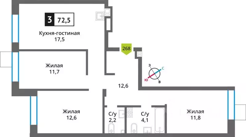 3-к кв. Московская область, Красногорск Опалиха мкр, Никольский ... - Фото 1