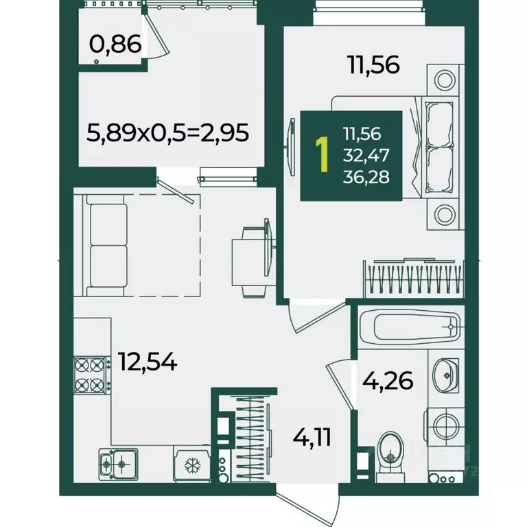 1-к кв. Краснодарский край, Краснодар Образцово мкр,  (36.28 м) - Фото 0
