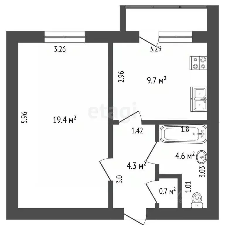 1-к кв. Ростовская область, Азов Азовский район, Ленинградская ул., ... - Фото 2