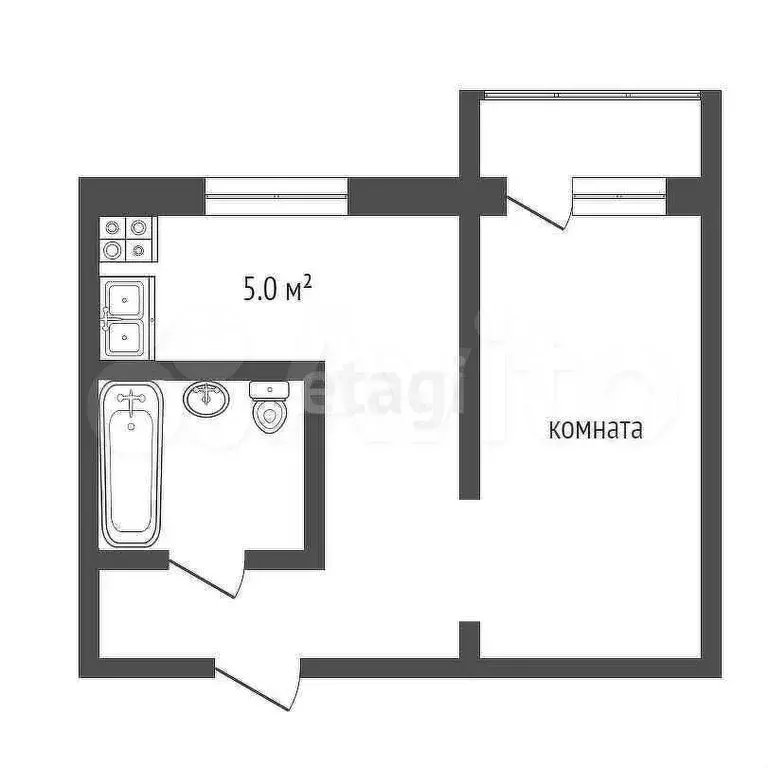 1-к. квартира, 27,9 м, 2/5 эт. - Фото 0