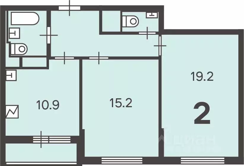 Квартира, 2 комнаты, 60 м - Фото 0