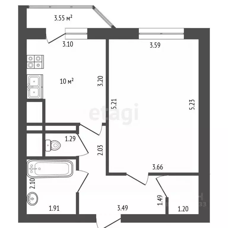 1-к кв. Ленинградская область, Гатчина ул. Генерала Кныша, 17 (42.7 м) - Фото 1