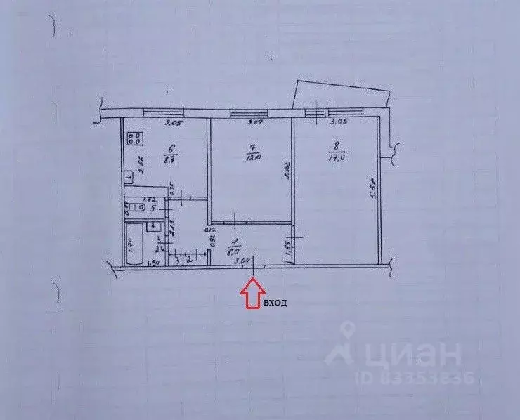 2-к кв. Татарстан, Казань ул. Серова, 8 (50.5 м) - Фото 2