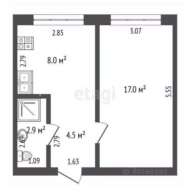 1-к кв. Кемеровская область, Березовский ул. 40 лет Октября, 22 (32.4 ... - Фото 2