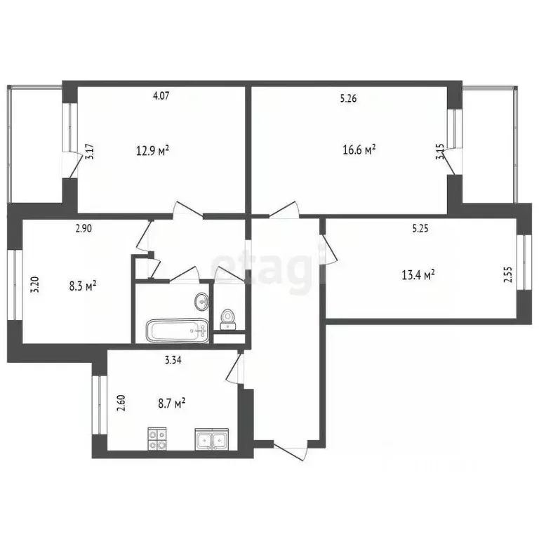 5-к кв. Белгородская область, Белгород ул. Губкина, 21 (74.0 м) - Фото 1
