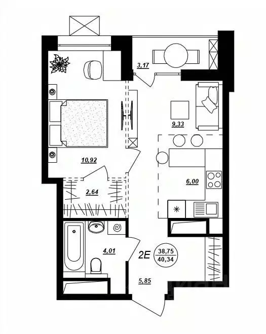 2-к кв. Хабаровский край, Хабаровск ул. Демьяна Бедного (40.34 м) - Фото 1