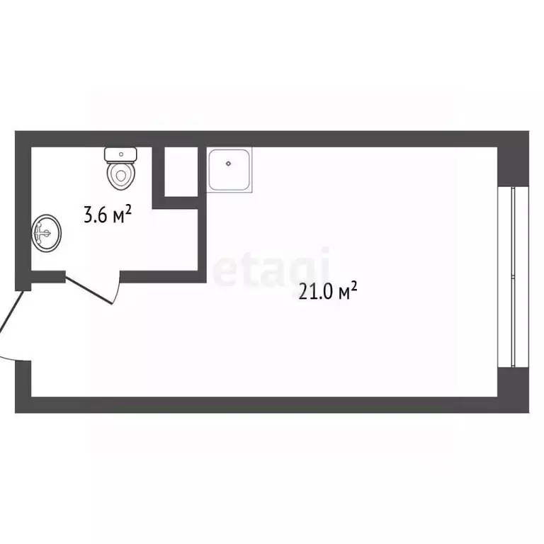 Студия Свердловская область, Екатеринбург ул. Крауля, 107/4 (25.3 м) - Фото 1