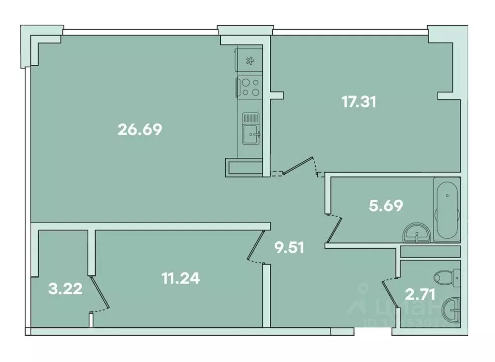 2-к кв. Иркутская область, Иркутск ул. Петрова, 18 (76.37 м) - Фото 0