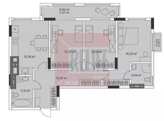 3-комнатная квартира: посёлок Малое Исаково, Первая улица, 1к4 (82.3 ... - Фото 1