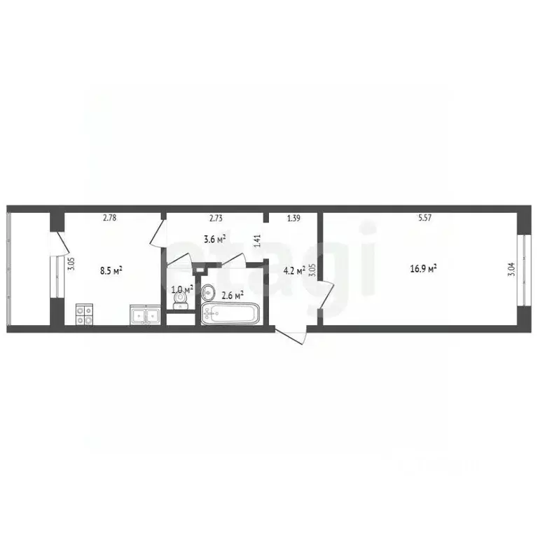 1-к кв. Чувашия, Чебоксары ул. П.В. Дементьева, 9 (37.0 м) - Фото 2