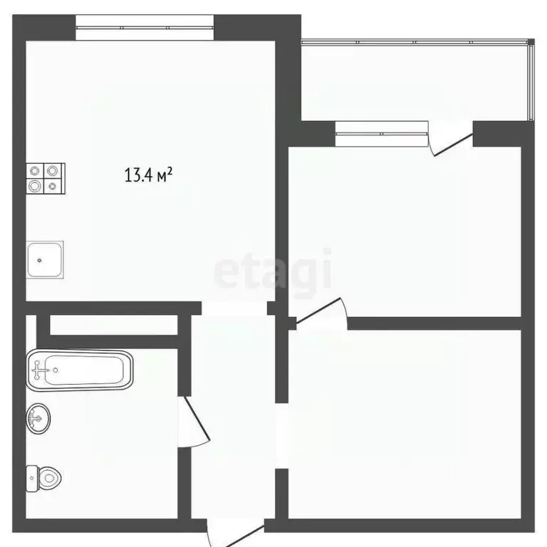 1-к кв. Тюменская область, Тюменский муниципальный округ, д. Патрушева ... - Фото 1