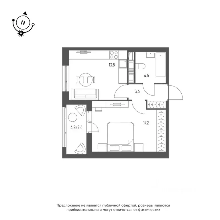 1-к кв. Омская область, Омск Зеленая река мкр, 5 (41.5 м) - Фото 0