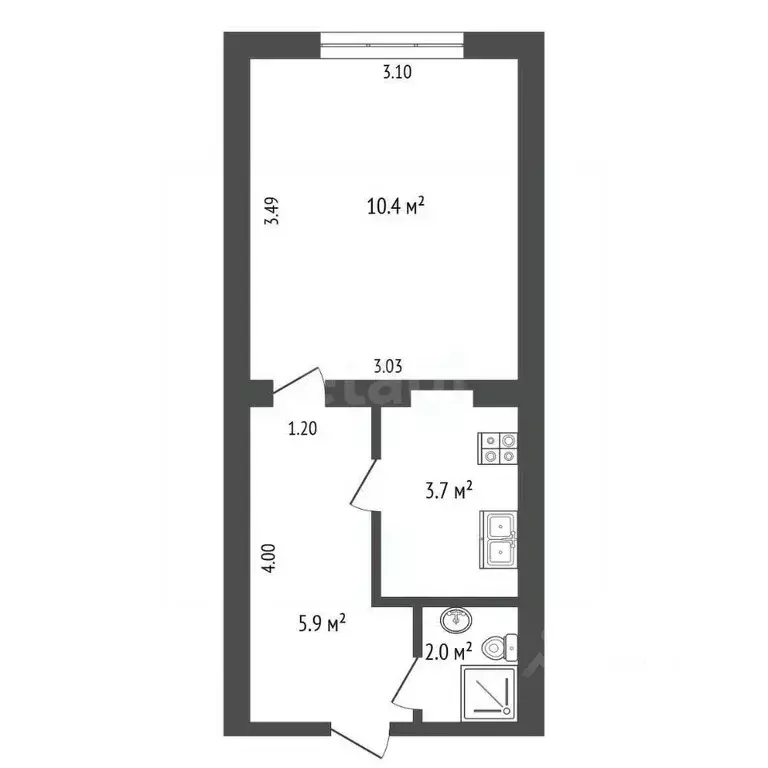 1-к кв. Крым, Ялта ул. Кирова, 57Б (22.0 м) - Фото 2