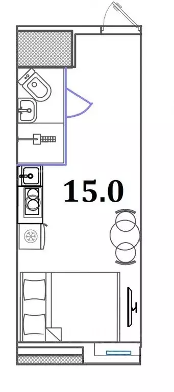 Студия Санкт-Петербург Бумажная ул., 22к2 (15.0 м) - Фото 1