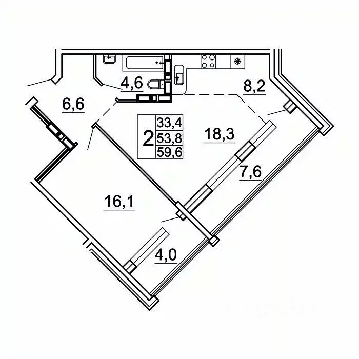 2-к кв. Приморский край, Владивосток Лесная ул., 1В/1 (59.6 м) - Фото 1