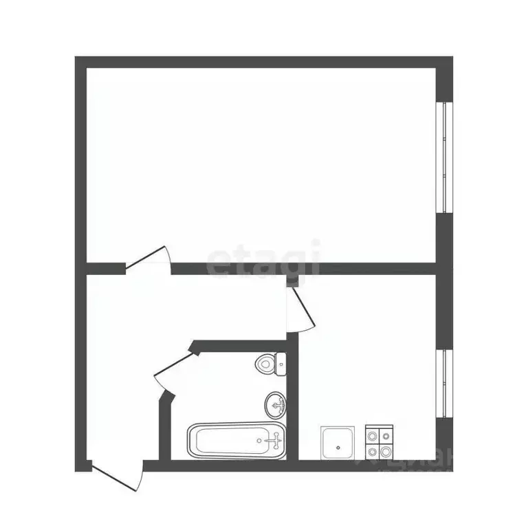 1-к кв. Ханты-Мансийский АО, Сургут Московская ул., 34 (28.4 м) - Фото 1