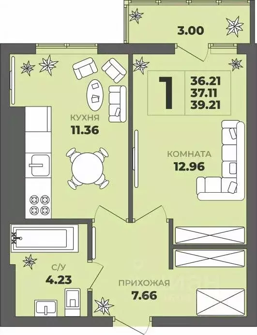 1-к кв. Калининградская область, Калининград ул. Генерала Толстикова, ... - Фото 1