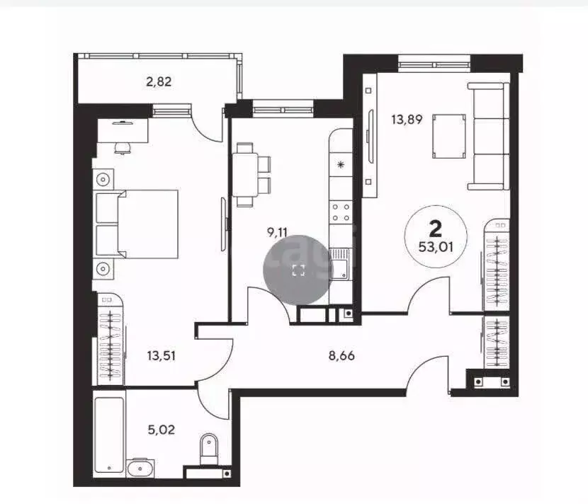 2-к кв. Ростовская область, Ростов-на-Дону ул. Нансена, 109/3 (49.0 м) - Фото 0