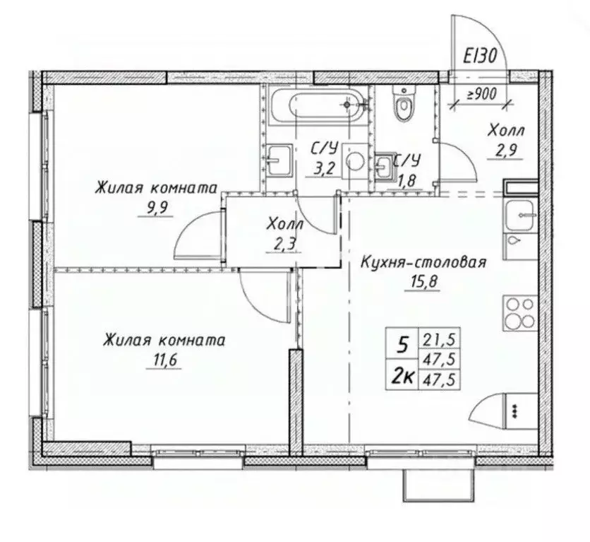 2-к кв. Свердловская область, Екатеринбург ул. Гаршина, 1Б (47.0 м) - Фото 2