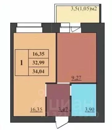 1-к кв. Ярославская область, Ярославль Ленинградский просп., 25 (34.04 ... - Фото 1