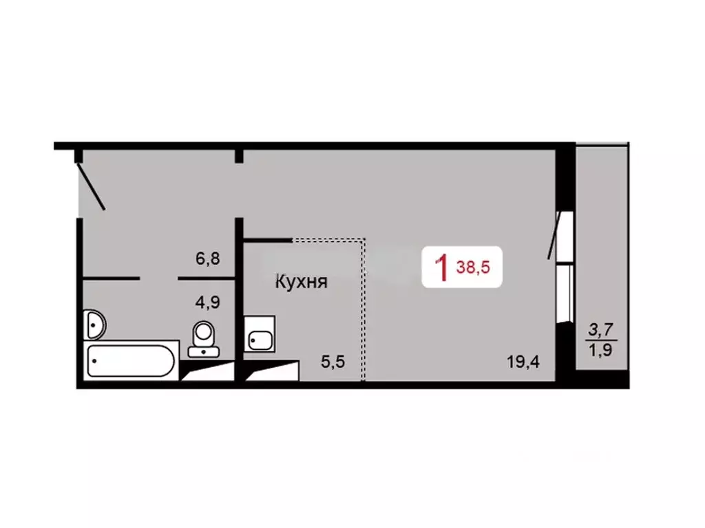 Студия Красноярский край, Красноярск Аральская ул., 49 (40.0 м) - Фото 1