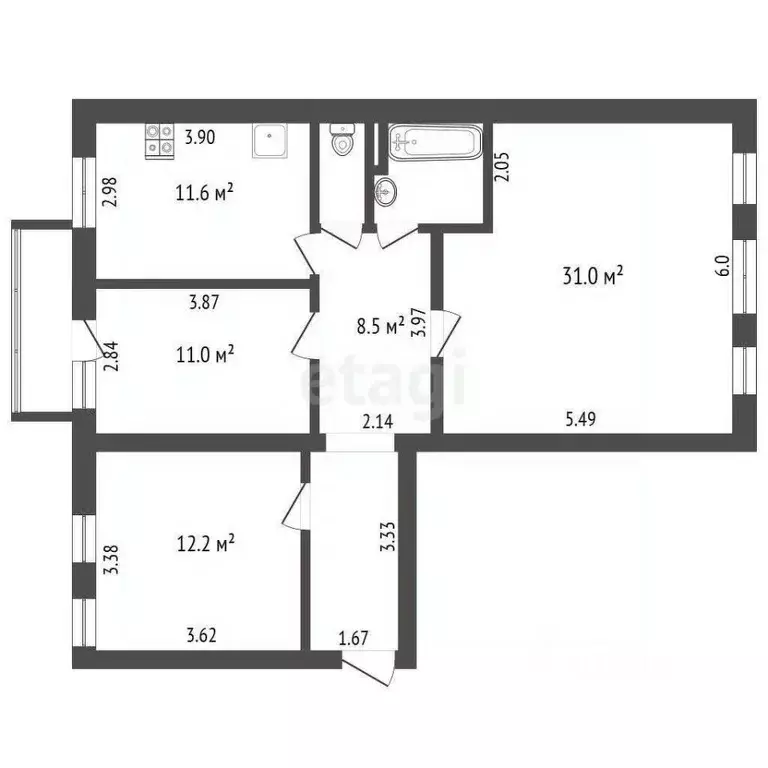 3-к кв. Вологодская область, Великий Устюг Набережная ул., 23 (84.8 м) - Фото 1