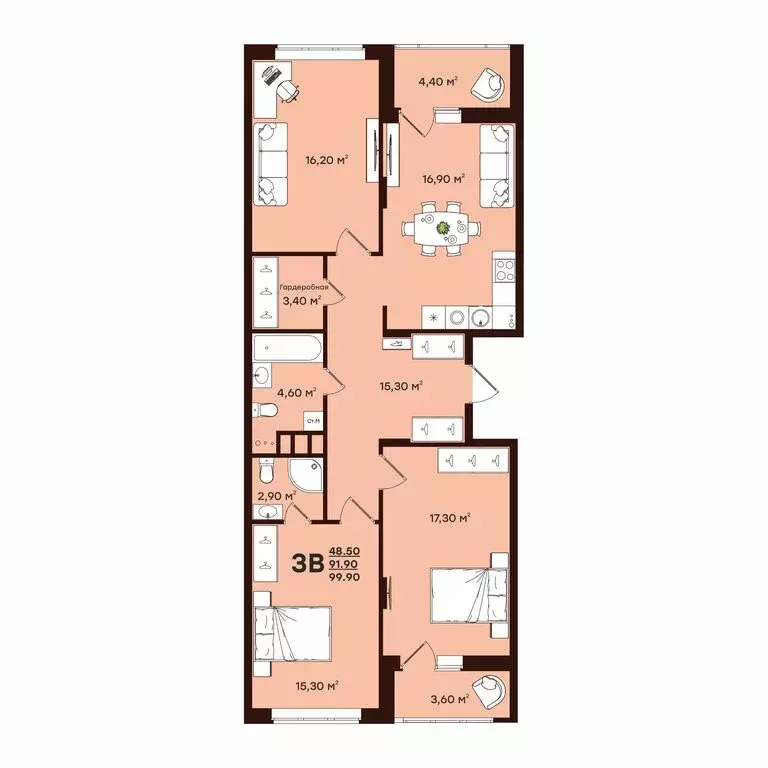 3-комнатная квартира: Владимир, улица Чайковского, 7 (99.9 м) - Фото 0