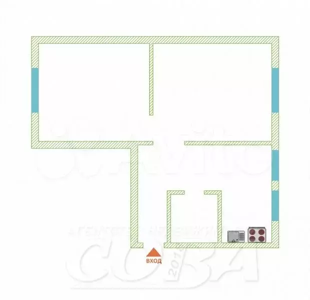 3-к. квартира, 57,5 м, 1/2 эт. - Фото 0