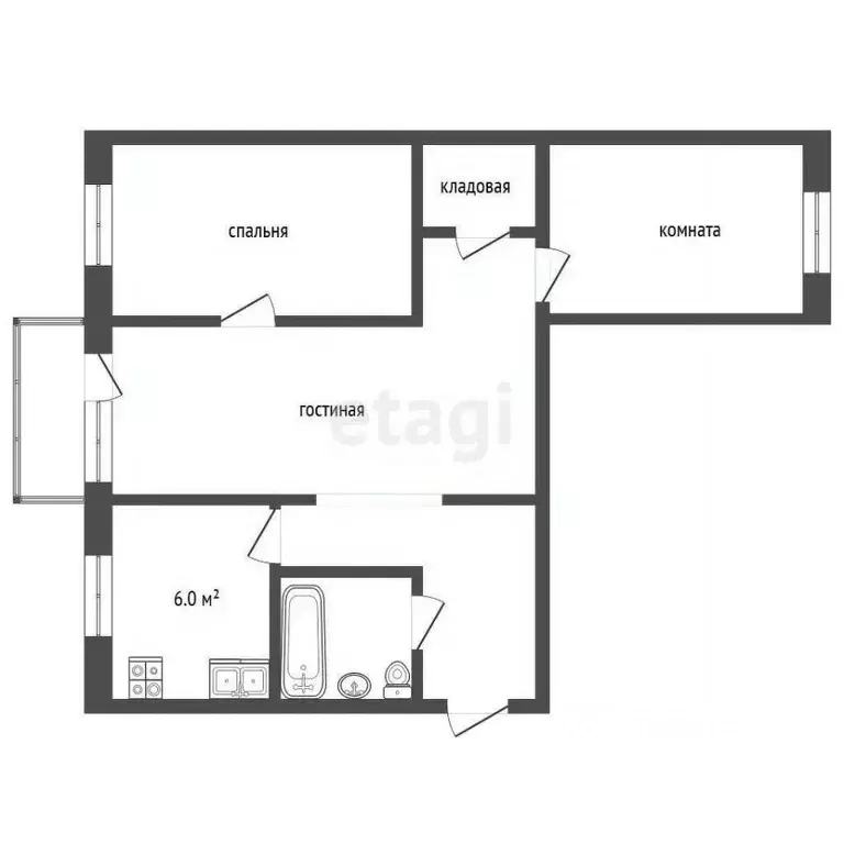 3-к кв. Тюменская область, Тюмень ул. Щорса, 11 (56.5 м) - Фото 2