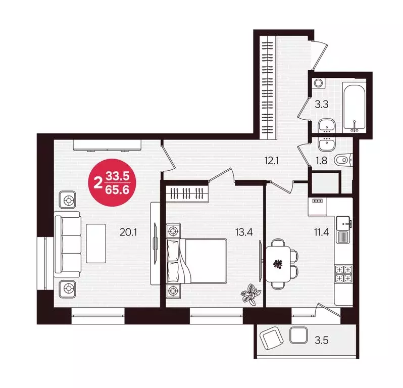 2-комнатная квартира: Новочебоксарск, улица 10-й Пятилетки, 5 (65.6 м) - Фото 2