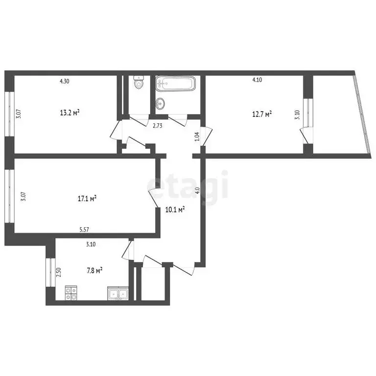 3-комнатная квартира: Орёл, улица Матросова, 48 (66.4 м) - Фото 1
