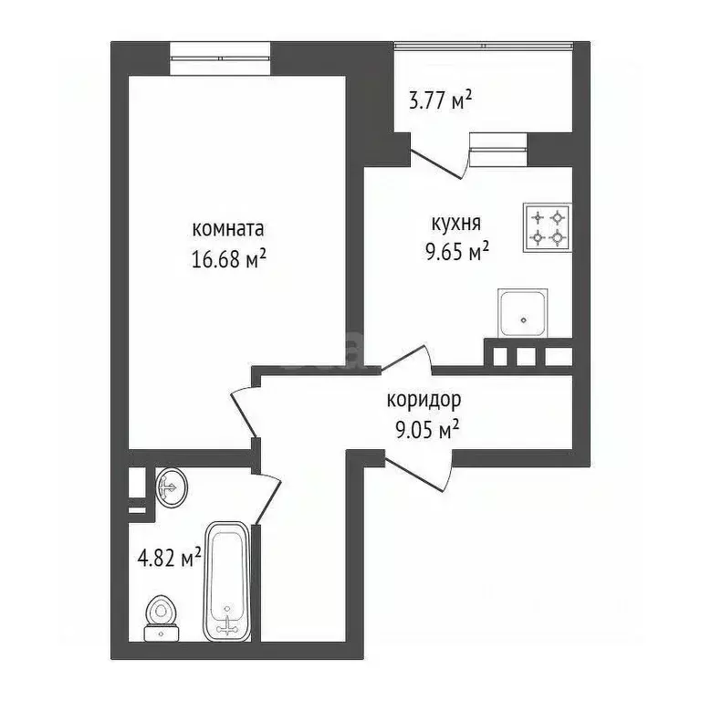 1-к кв. Красноярский край, Красноярск ул. Алексеева, 48А (40.8 м) - Фото 2