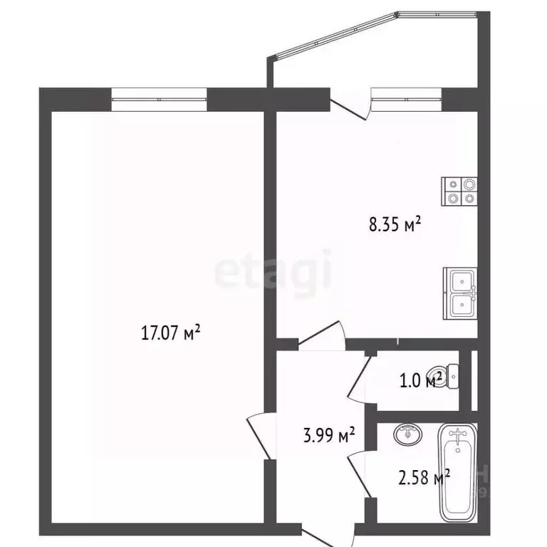 1-к кв. Чувашия, Чебоксары ул. П.В. Дементьева, 3к2 (33.1 м) - Фото 2