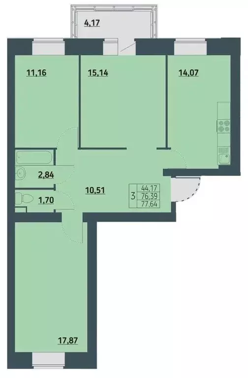 Продаётся 3-к квартира, 76.6 м - Фото 0