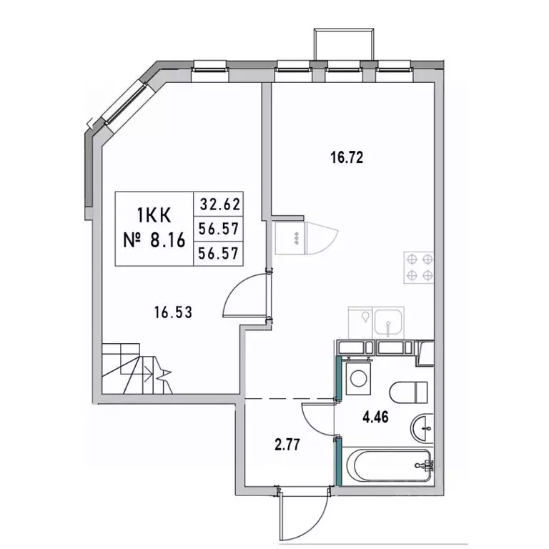 1-к кв. Ленинградская область, Выборг ул. 1-я Южная, 8 (56.57 м) - Фото 1