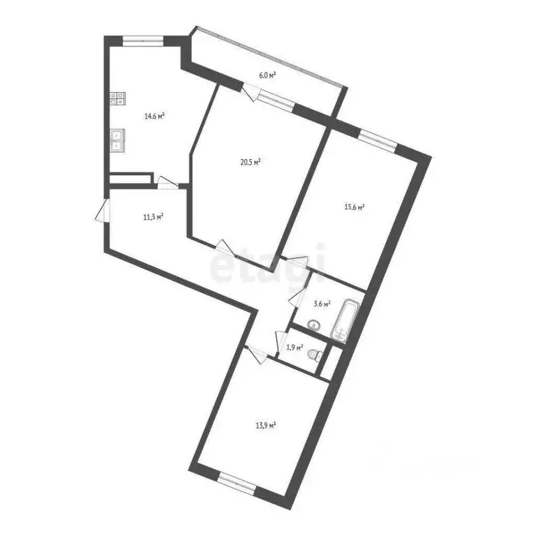 3-к кв. Томская область, Томск Солнечный мкр, ул. Герасименко, 3/16 ... - Фото 2