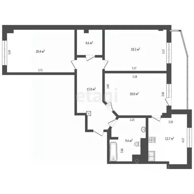 3-к кв. Ямало-Ненецкий АО, Ноябрьск просп. Мира, 56 (98.6 м) - Фото 2