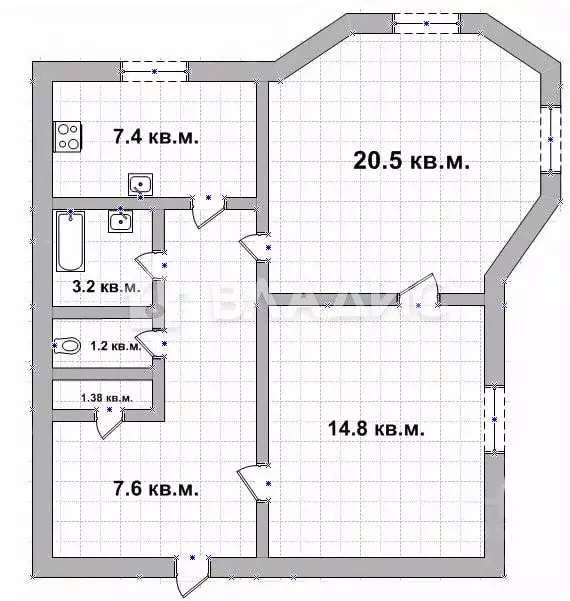 2-к кв. Брянская область, Брянск просп. Ленина, 24 (55.2 м) - Фото 1