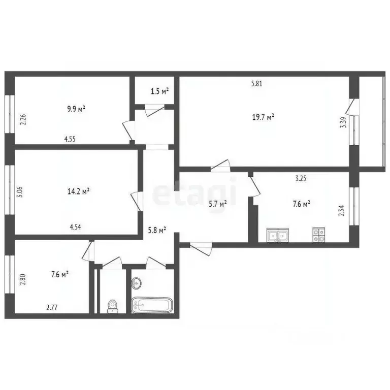 4-к кв. Крым, Щелкино Ленинский район, 27 (77.6 м) - Фото 2
