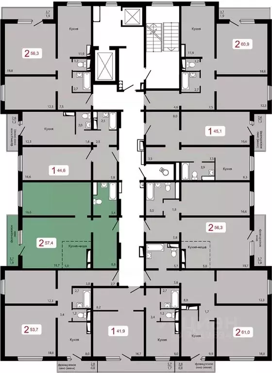 2-к кв. Красноярский край, Красноярск Аральская ул., 41 (57.4 м) - Фото 1