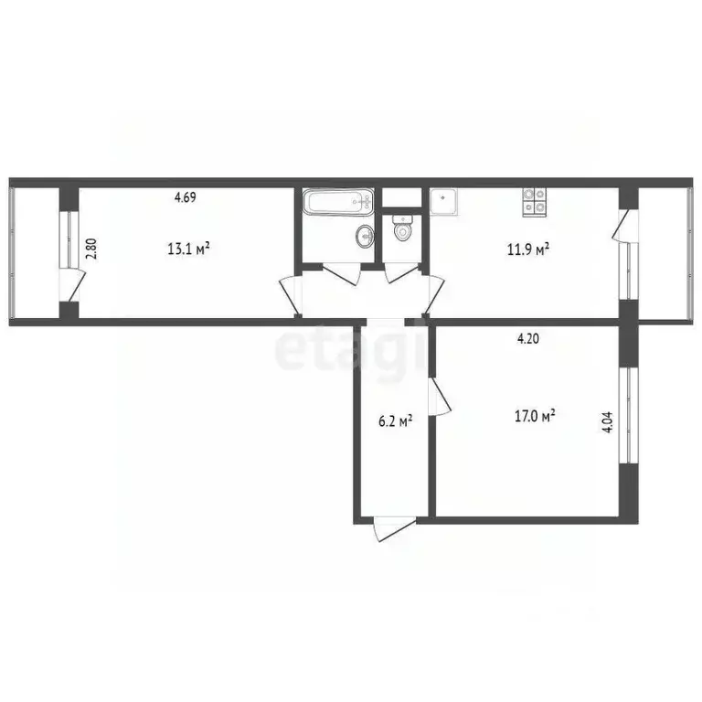 2-к кв. Москва ул. Адмирала Лазарева, 34 (58.0 м) - Фото 2