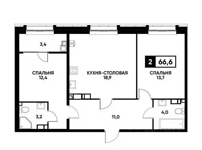 1-к кв. Ставропольский край, Ставрополь ул. Андрея Голуба, 14к1 (66.6 ... - Фото 0