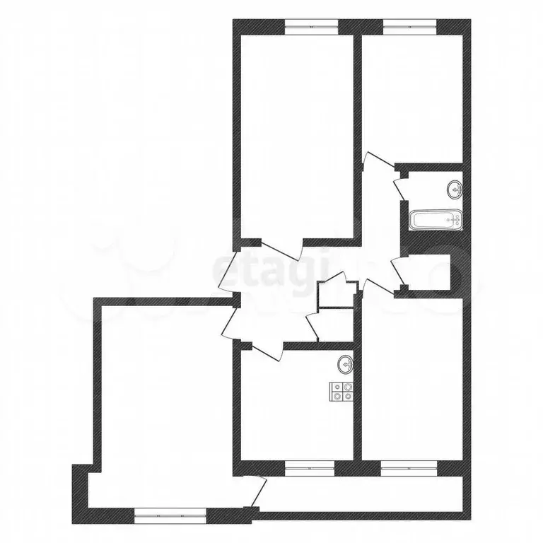 4-к. квартира, 80,4 м, 1/9 эт. - Фото 0